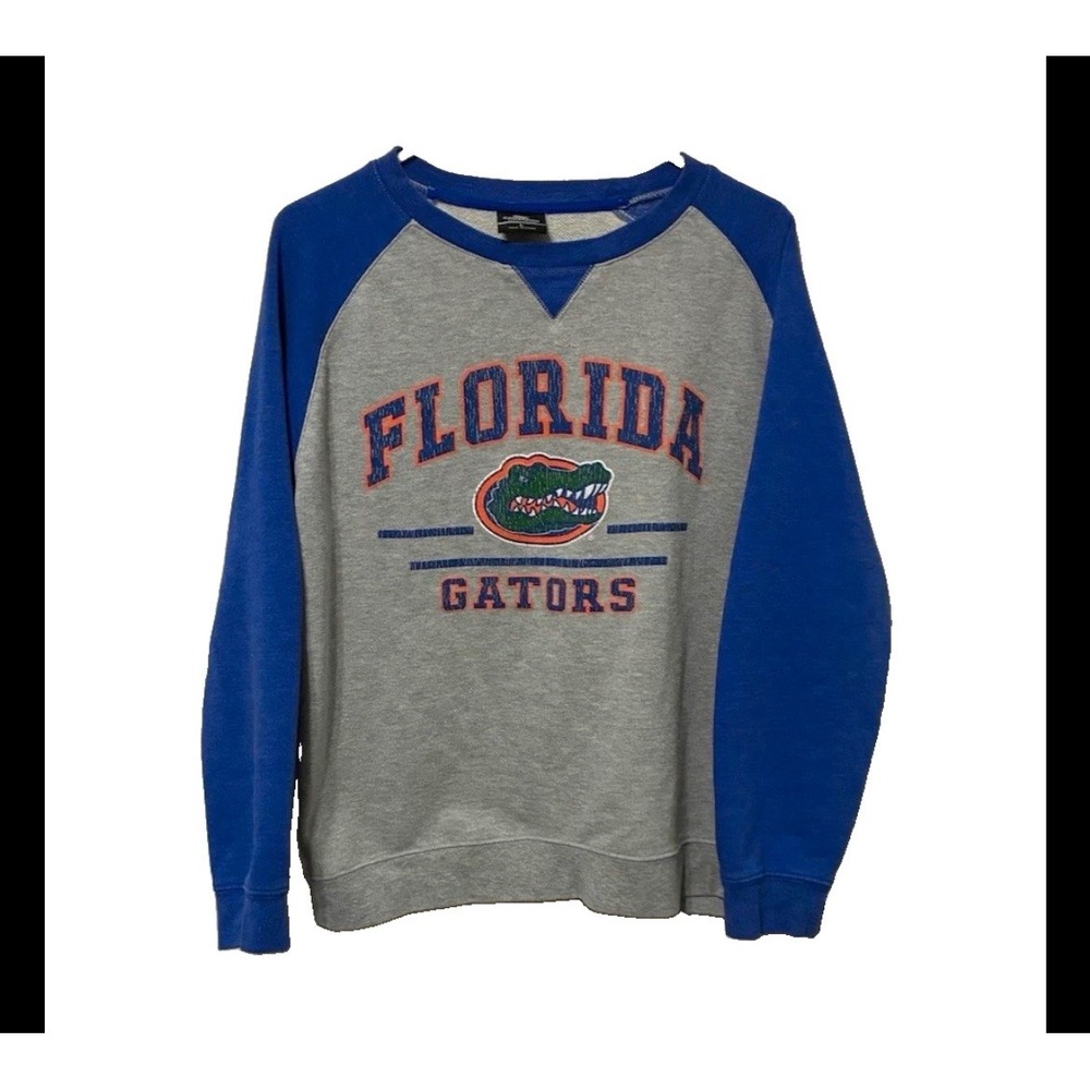 Florida Gators Raglan Sweatshirt Grey Blue Crewneck UF NCAA Large